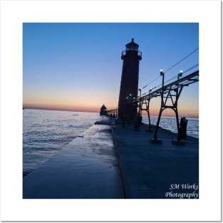 Grand Haven Lighthouse at Sunset Posters and Art